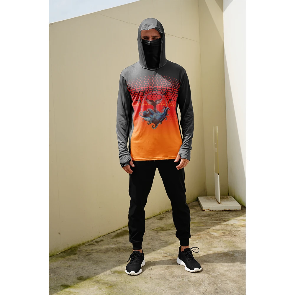 Fishing Hoodie - Męskie koszulki wędkarskie z ochroną przeciwsłoneczną,