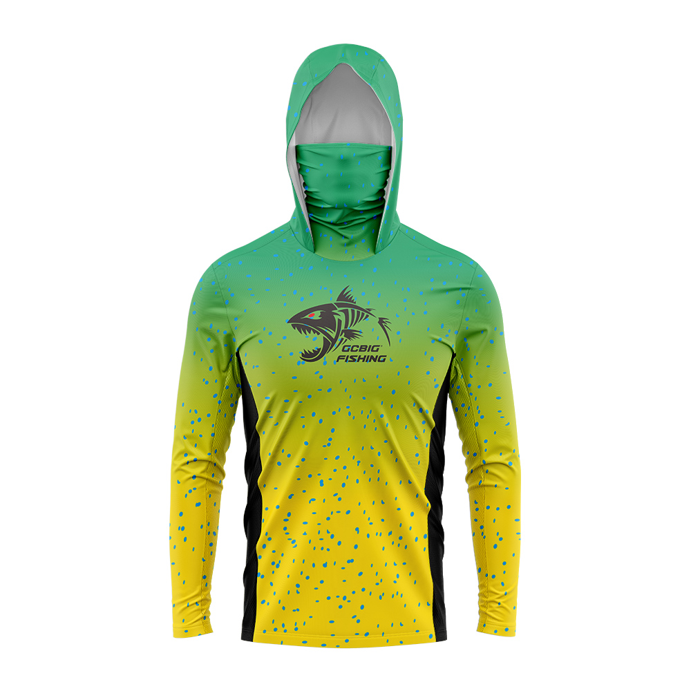 Fishing Hoodie - Gradientowa zielono-żółta koszulka z kapturem dla