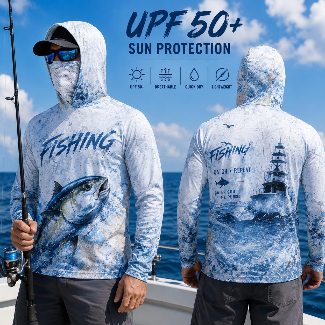 Męska koszulka wędkarska z kap – Fishing Mask Sun Protection recenzja i cena